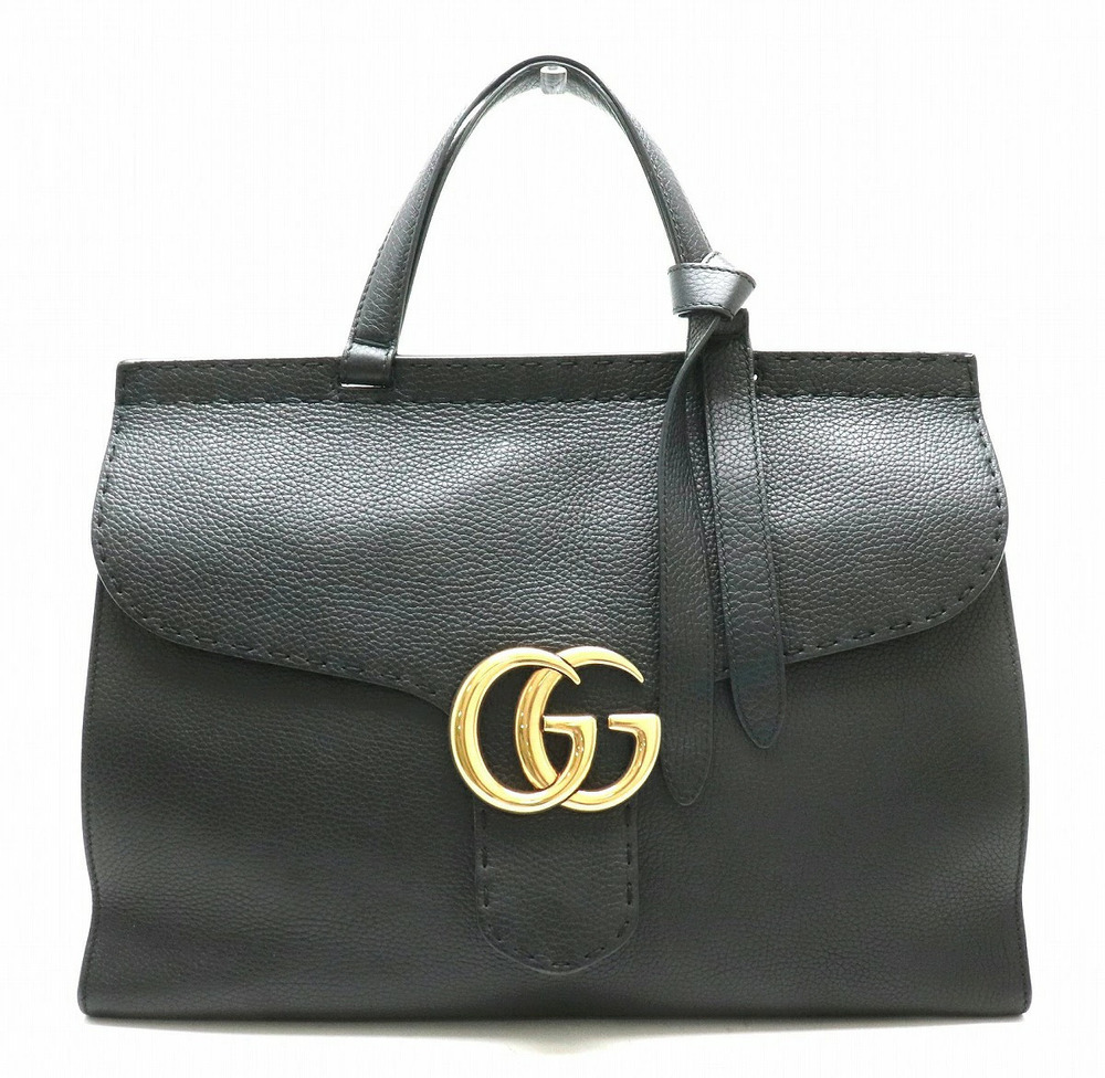 Gucci GG Marmont Handbag Tote Bag Leather Black